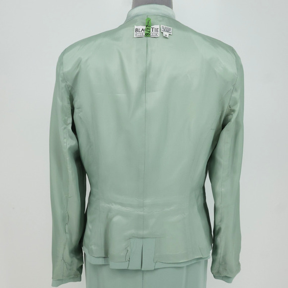 Oleg Cassini Black Tie Dress Suit Womens 8 Green Double Breasted Lined Formal - Picture 13 of 16